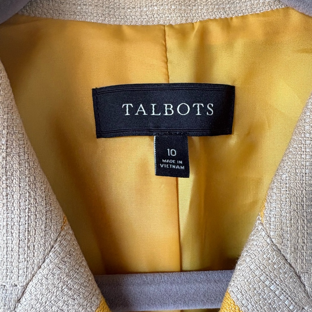 NWOT Women’s Talbots Yellow & Khaki Striped Blazer - SIZE 10 - Picture 5 of 16